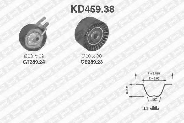 Комплект ременя ГРМ SNR KD459.38