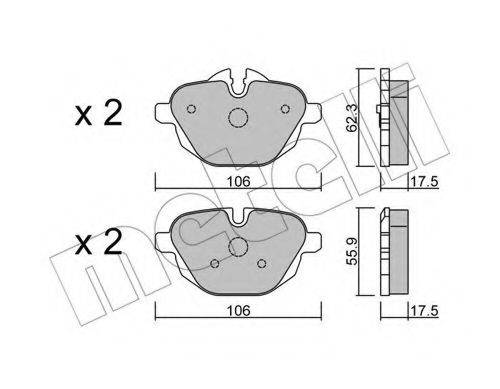 Комплект гальмівних колодок, дискове гальмо METELLI 22-0920-0