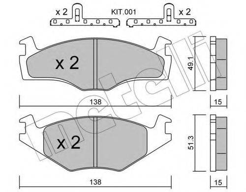 Комплект гальмівних колодок, дискове гальмо METELLI 22-0045-0K