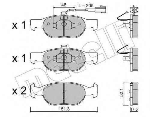 Комплект гальмівних колодок, дискове гальмо METELLI 22-0079-0