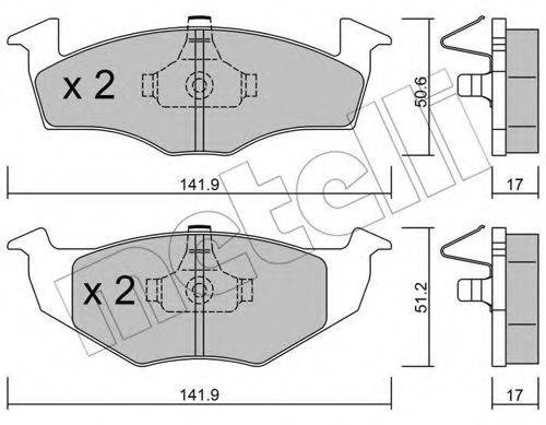 Комплект гальмівних колодок, дискове гальмо METELLI 22-0206-0