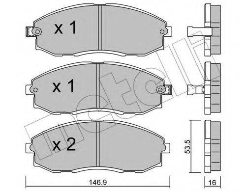 Комплект гальмівних колодок, дискове гальмо METELLI 22-0297-0