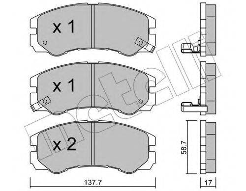 Комплект гальмівних колодок, дискове гальмо METELLI 22-0357-0