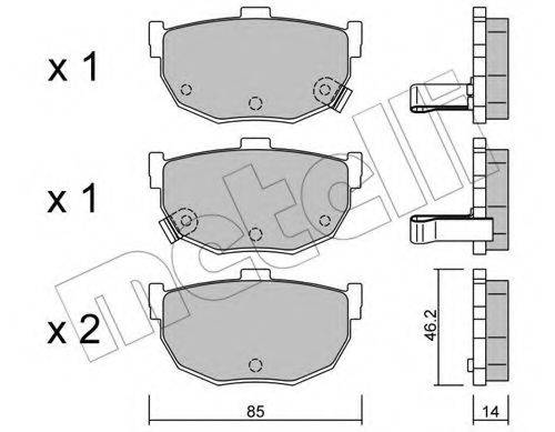 Комплект гальмівних колодок, дискове гальмо METELLI 22-0362-0