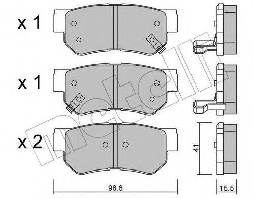 Комплект гальмівних колодок, дискове гальмо METELLI 22-0365-0