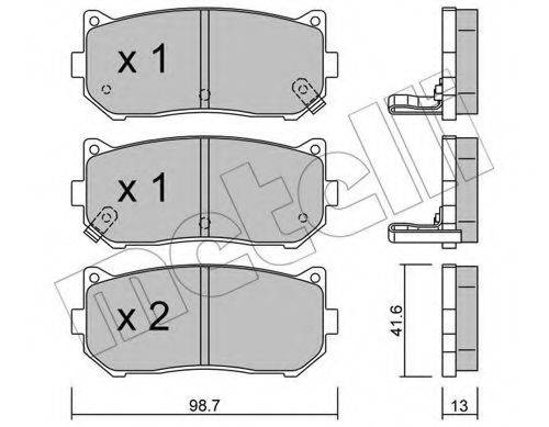 Комплект гальмівних колодок, дискове гальмо METELLI 22-0372-0