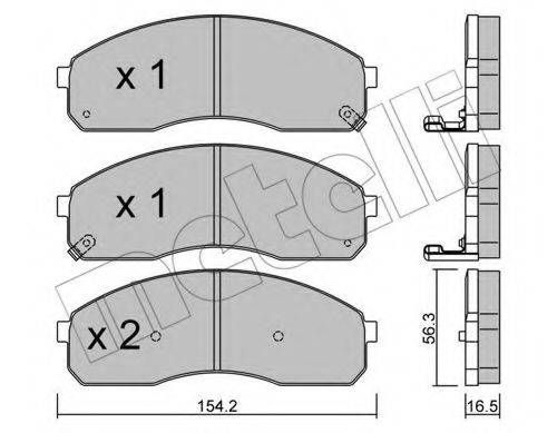 Комплект гальмівних колодок, дискове гальмо METELLI 22-0374-0