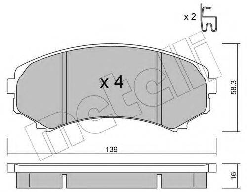 Комплект гальмівних колодок, дискове гальмо METELLI 22-0399-0