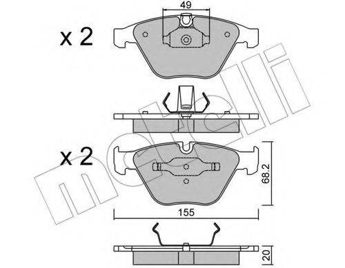 Комплект гальмівних колодок, дискове гальмо METELLI 22-0558-0