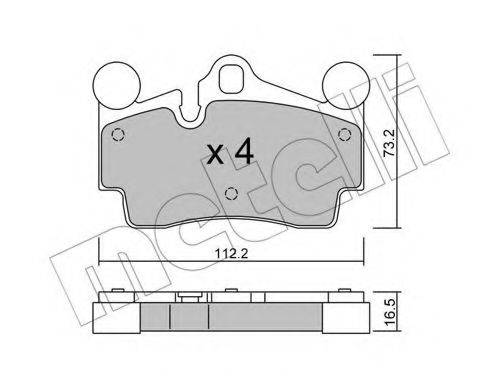 Комплект гальмівних колодок, дискове гальмо METELLI 22-0655-0