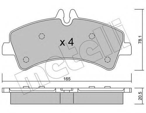 Комплект гальмівних колодок, дискове гальмо METELLI 22-0674-0