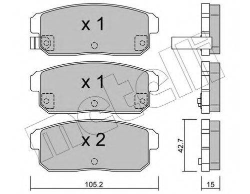 Комплект гальмівних колодок, дискове гальмо METELLI 22-0733-0