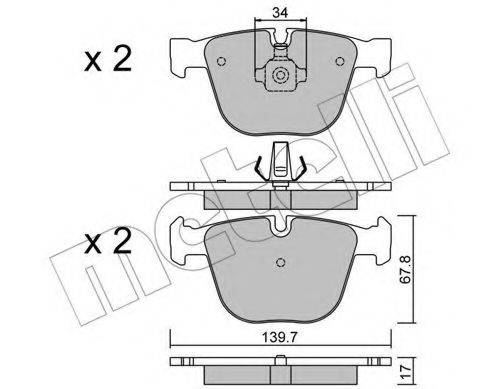 Комплект гальмівних колодок, дискове гальмо METELLI 22-0773-0