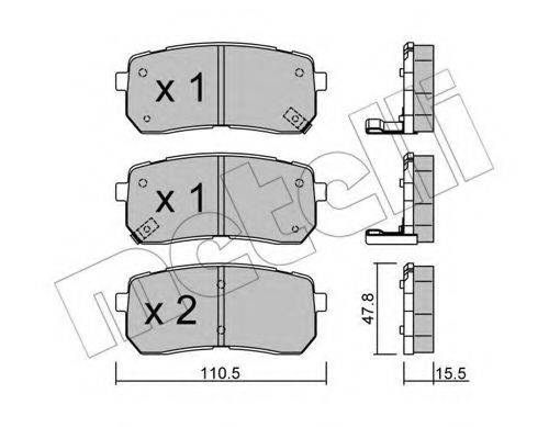 Комплект гальмівних колодок, дискове гальмо METELLI 22-0786-0