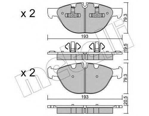 Комплект гальмівних колодок, дискове гальмо METELLI 22-0823-0