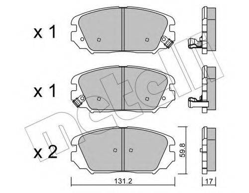 Комплект гальмівних колодок, дискове гальмо METELLI 22-0885-0