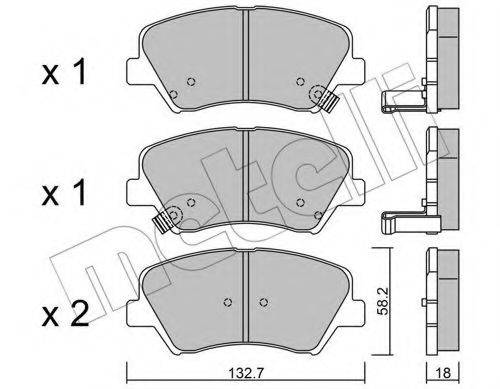 Комплект гальмівних колодок, дискове гальмо METELLI 22-0943-0