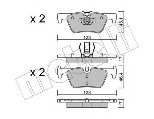 Комплект гальмівних колодок, дискове гальмо METELLI 22-0962-0