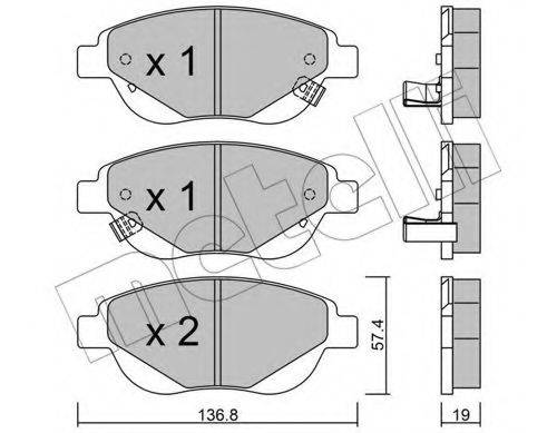 Комплект гальмівних колодок, дискове гальмо METELLI 22-0948-1