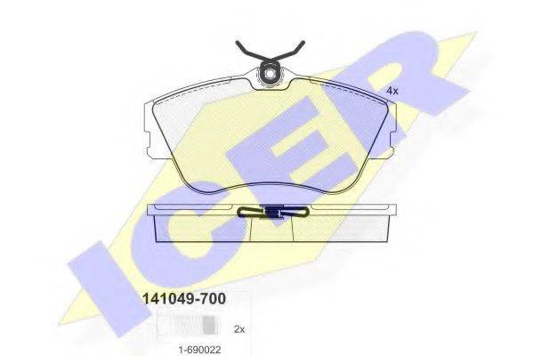 Комплект гальмівних колодок, дискове гальмо ICER 141049-700