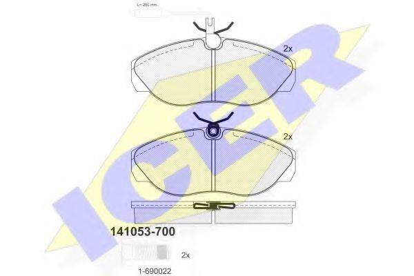 Комплект гальмівних колодок, дискове гальмо ICER 141053-700