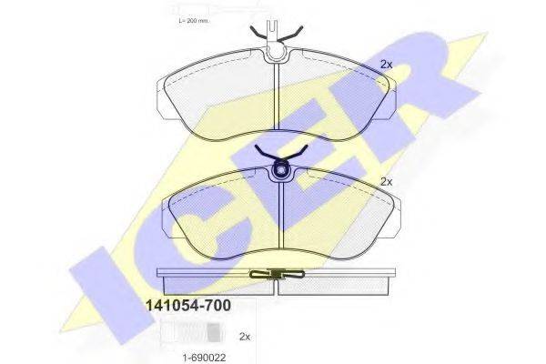 Комплект гальмівних колодок, дискове гальмо ICER 141054-700