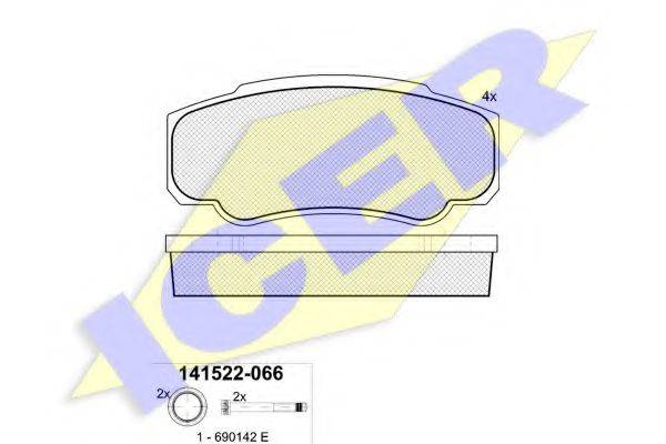 Комплект гальмівних колодок, дискове гальмо ICER 141524-066