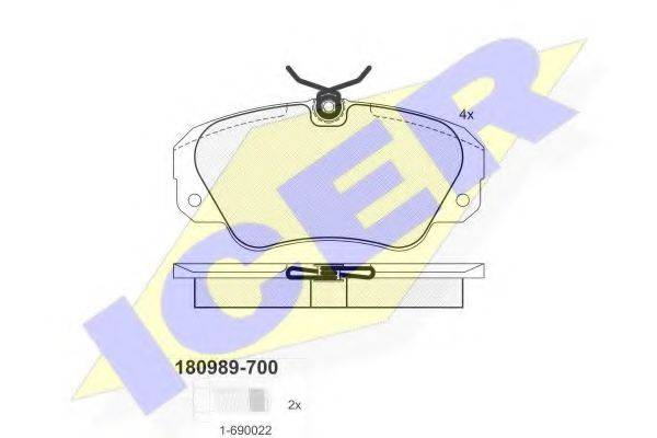 Комплект гальмівних колодок, дискове гальмо ICER 180989-700