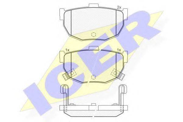 Комплект гальмівних колодок, дискове гальмо ICER 181144