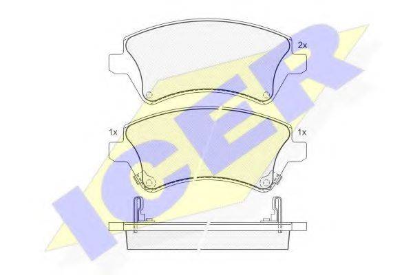 Комплект гальмівних колодок, дискове гальмо ICER 181513