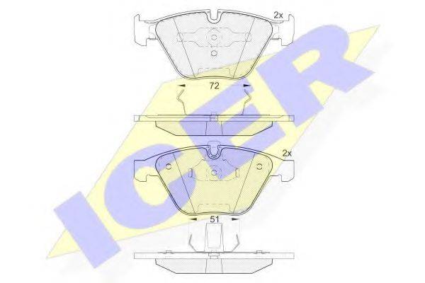 Комплект гальмівних колодок, дискове гальмо ICER 181577