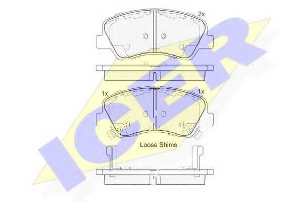 Комплект гальмівних колодок, дискове гальмо ICER 182035