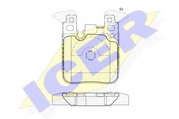 Комплект гальмівних колодок, дискове гальмо ICER 182092
