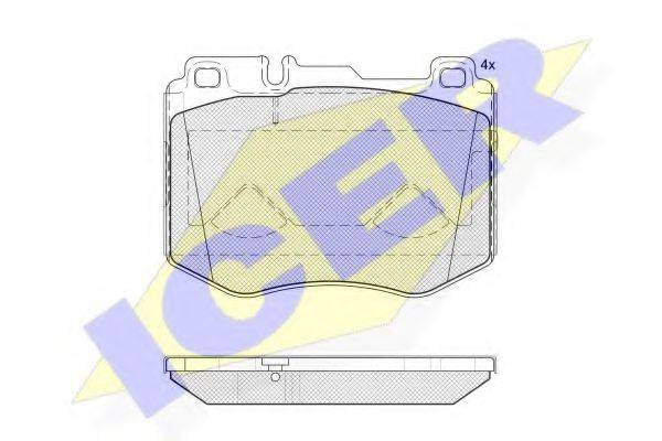 Комплект гальмівних колодок, дискове гальмо ICER 182195