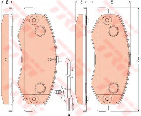 Комплект гальмівних колодок, дискове гальмо TRW GDB1885