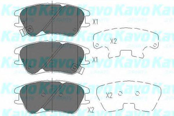 Комплект гальмівних колодок, дискове гальмо KAVO PARTS KBP-3009