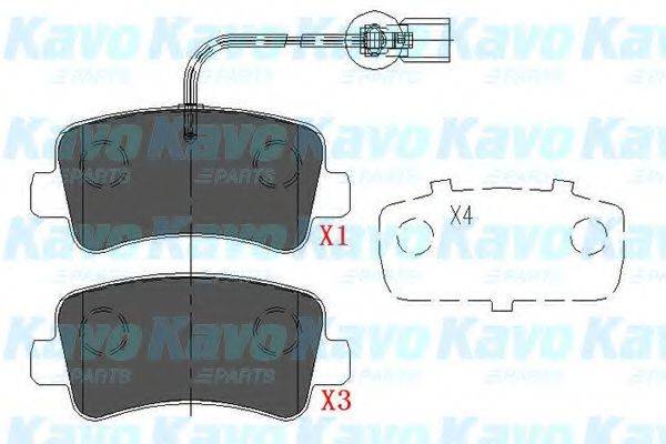 Комплект гальмівних колодок, дискове гальмо KAVO PARTS KBP-6590