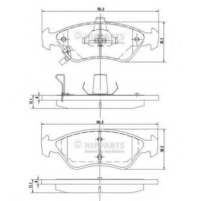 Комплект гальмівних колодок, дискове гальмо NIPPARTS J3600303