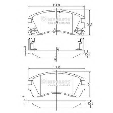 Комплект гальмівних колодок, дискове гальмо NIPPARTS J3601049