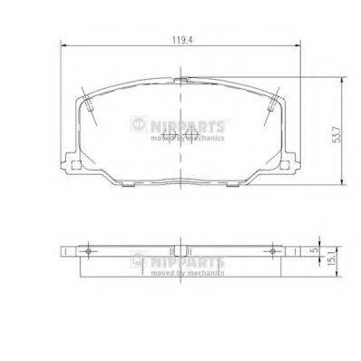 Комплект гальмівних колодок, дискове гальмо NIPPARTS J3602037