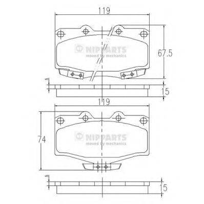 Комплект гальмівних колодок, дискове гальмо NIPPARTS J3602054