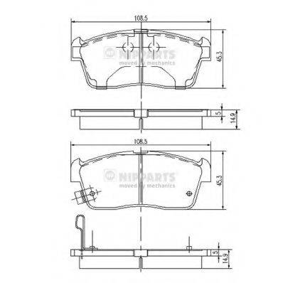 Комплект гальмівних колодок, дискове гальмо NIPPARTS J3608021