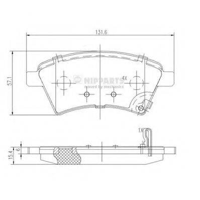 Комплект гальмівних колодок, дискове гальмо NIPPARTS J3608028