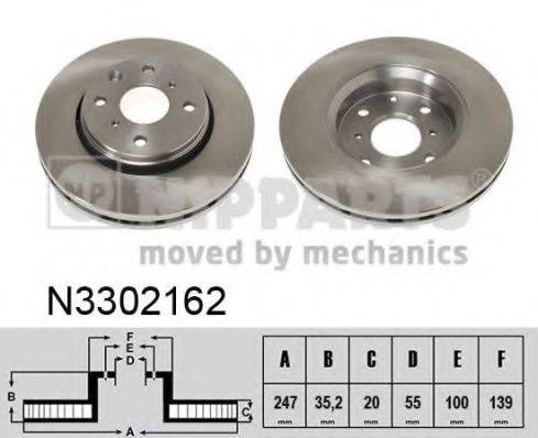 гальмівний диск NIPPARTS N3302162