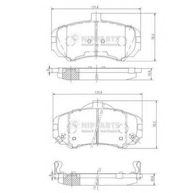 Комплект гальмівних колодок, дискове гальмо NIPPARTS N3600544