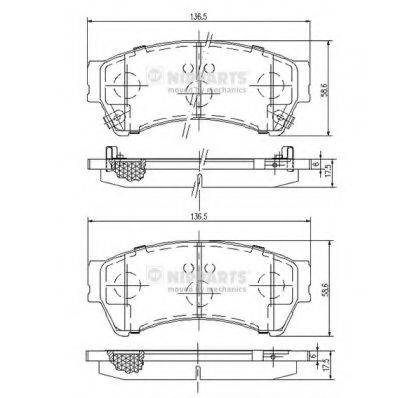 Комплект гальмівних колодок, дискове гальмо NIPPARTS N3603071