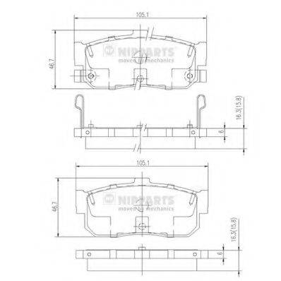 Комплект гальмівних колодок, дискове гальмо NIPPARTS J3611034