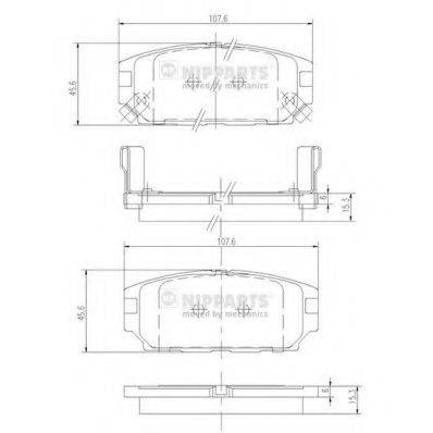 Комплект гальмівних колодок, дискове гальмо NIPPARTS J3615007