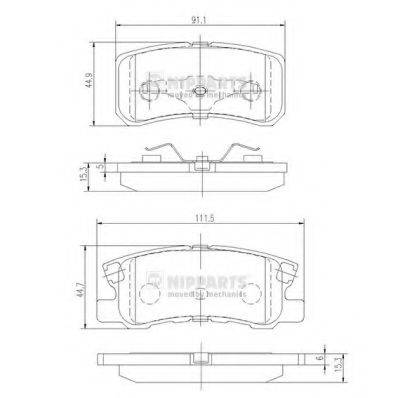 Комплект гальмівних колодок, дискове гальмо NIPPARTS J3615010