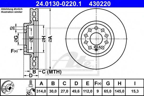 гальмівний диск ATE 24.0130-0220.1